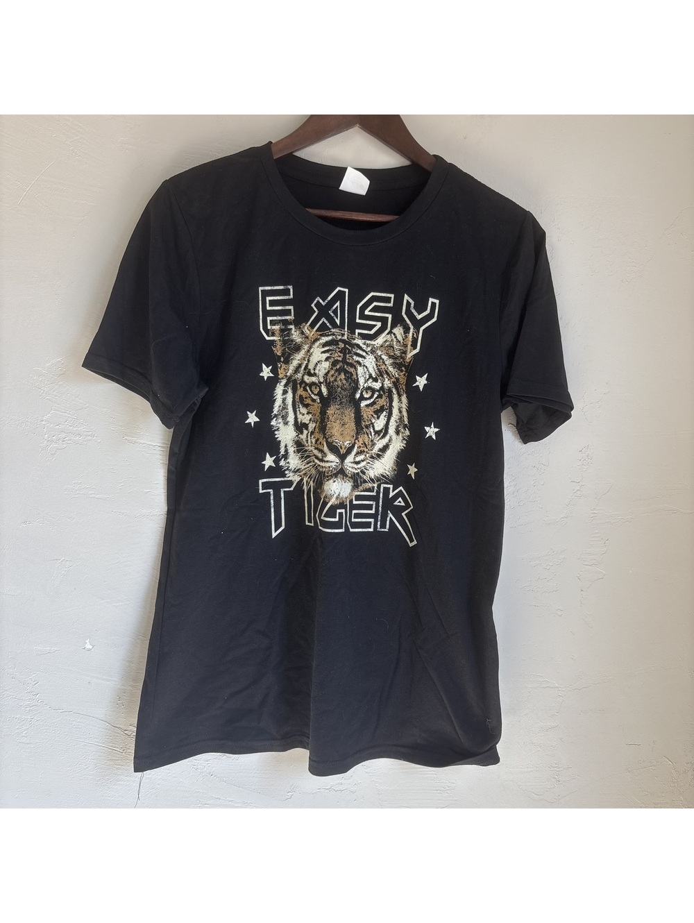 Alexis G Los Angeles Womens Black Easy Tiger Graphic T-Shirt Band Style Top M
